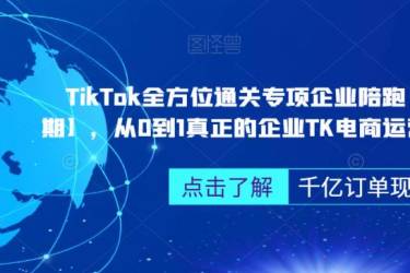 ‎TikTok全方位通关专项企业陪跑【第三期】，从0到1真正的企业TK电商运营全流程
