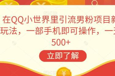 在QQ小世界里引流男粉项目新玩法，一部手机即可操作，一天500 【揭秘】